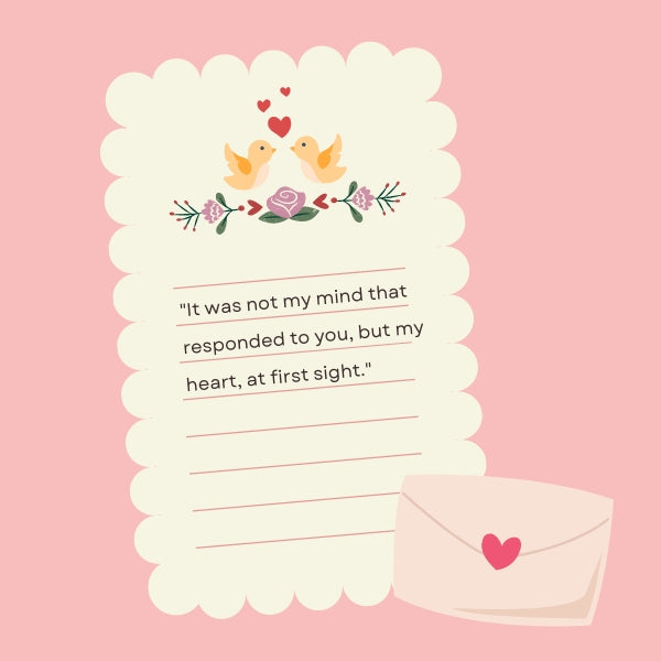 Charming illustration of lovebirds symbolizing love at first sight quotes for her.